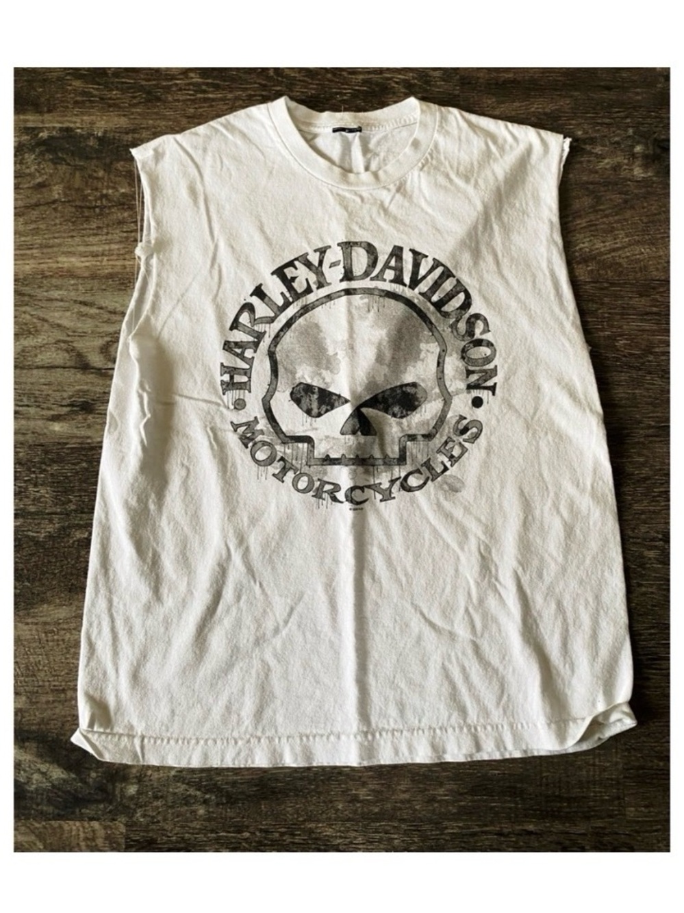 HARLEY DAVIDSON White Skull Graphic Men’s Tank Top Size Large - Picture 2 of 3